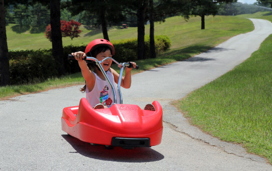 강원 홍천군 비발디파크 스키장 슬로프에 국내 처음으로 루지 탑승기구가 만들어졌다.